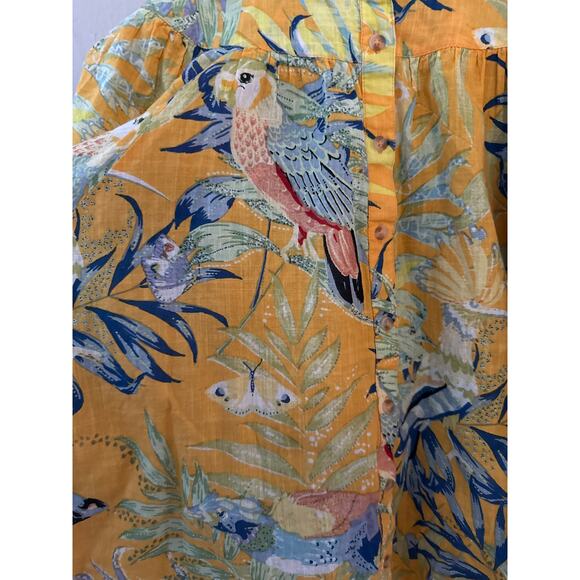 Anthropologie Maeve Balloon Sleeve Tropical Bird Button Down Shirt Size XS - Picture 9 of 10
